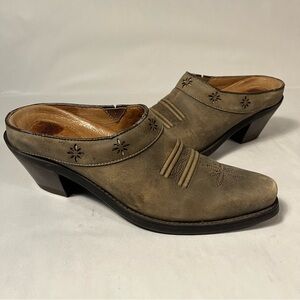 ARIAT 13329 Desert Star Brown Leather Western Slip On Mule Shoes Women's 6.5B